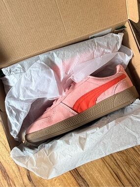 PUMA Palermo Suede Classic Sneaker - Pink with Red Formstrip